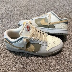 Nike Dunk Low in Cream and Green - Women’s (Light Bone / Dark Stucco)